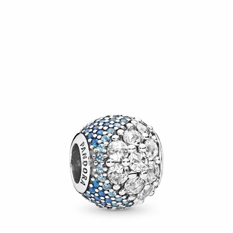 Pandora Blue Enchanted Pavé Charm - Sterling Silver/Blue/Mixed Stones/Cubic Zirconia - Canada | WY27